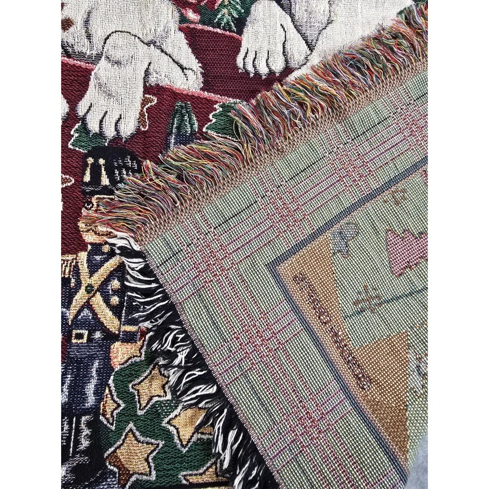 Vintage Crown‎ Crafts Christmas Puppies Dog Holiday Throw Blanket Tapestry